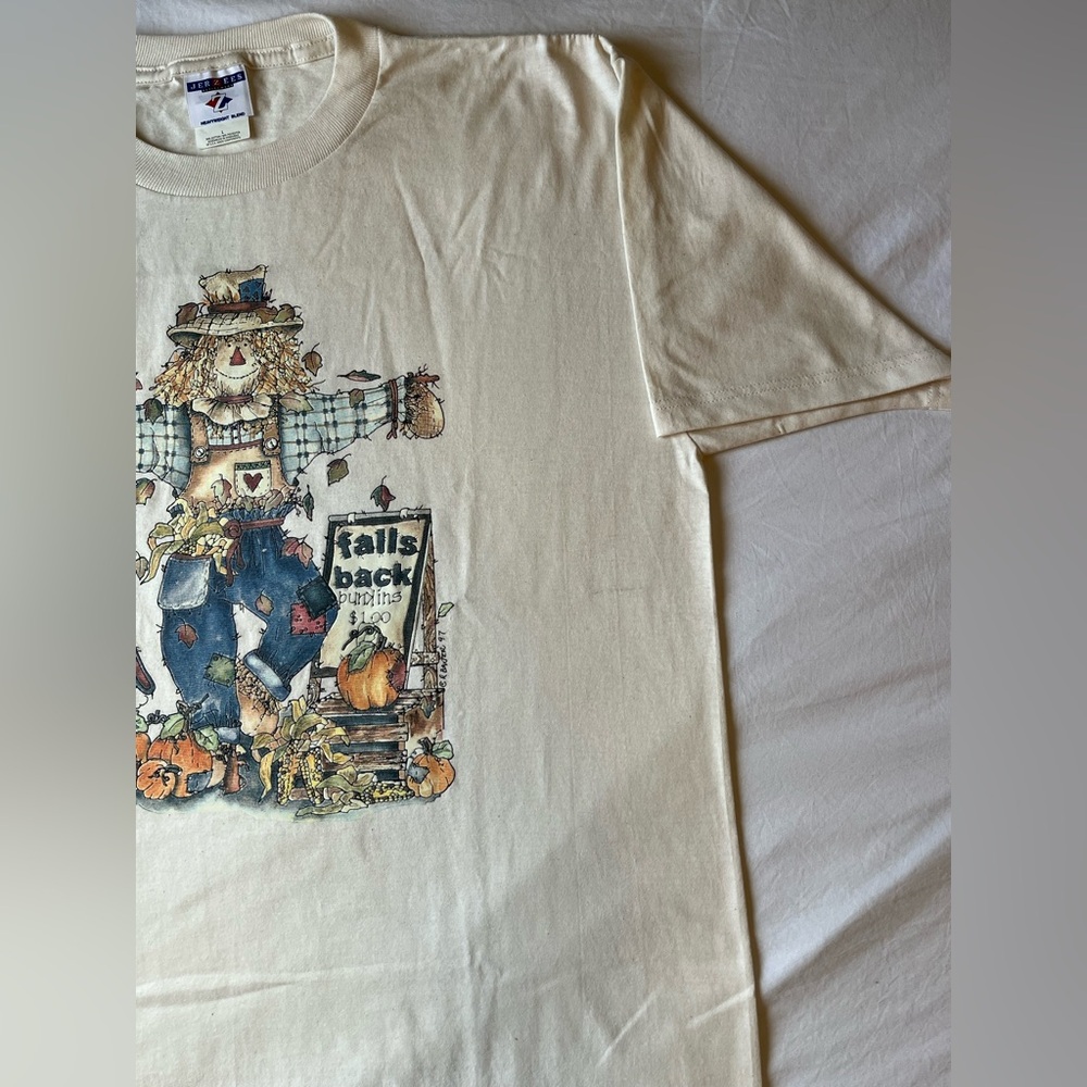 Women's 1997 NWOT R Baxter Scarecrow Graphic Tee Jerzees L Grannycore Fall - Picture 4 of 8